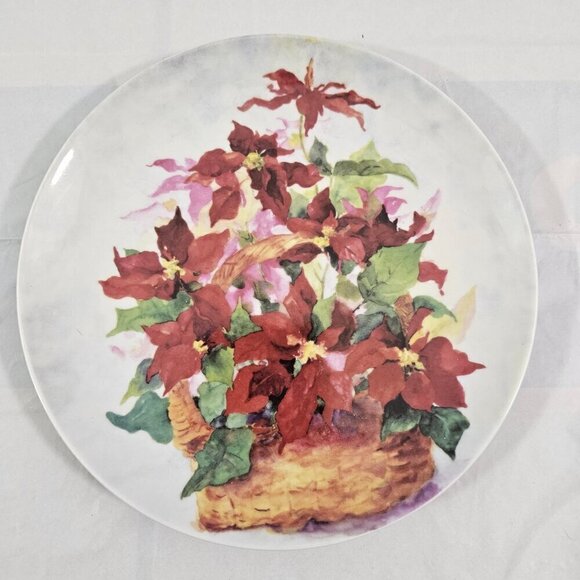 Formalities Baum Bros Poinsettia Basket Salad Dessert Luncheon Plates – Set of 4 - Picture 16 of 16